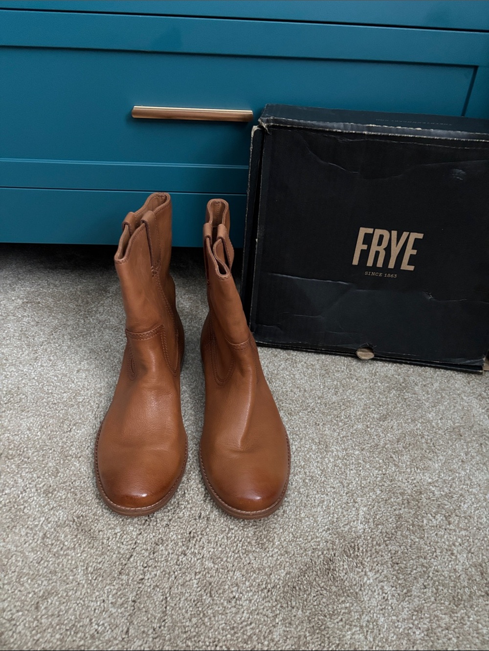 Frye Brown Leather Short Shaft Boots
